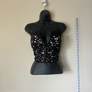 Windsor Black and Cream Lace Bustier Top